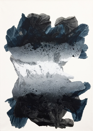  Know through a cloud,  pigments et acrylique sur papier marouflé sur toile de lin, 42x30cm., 2018